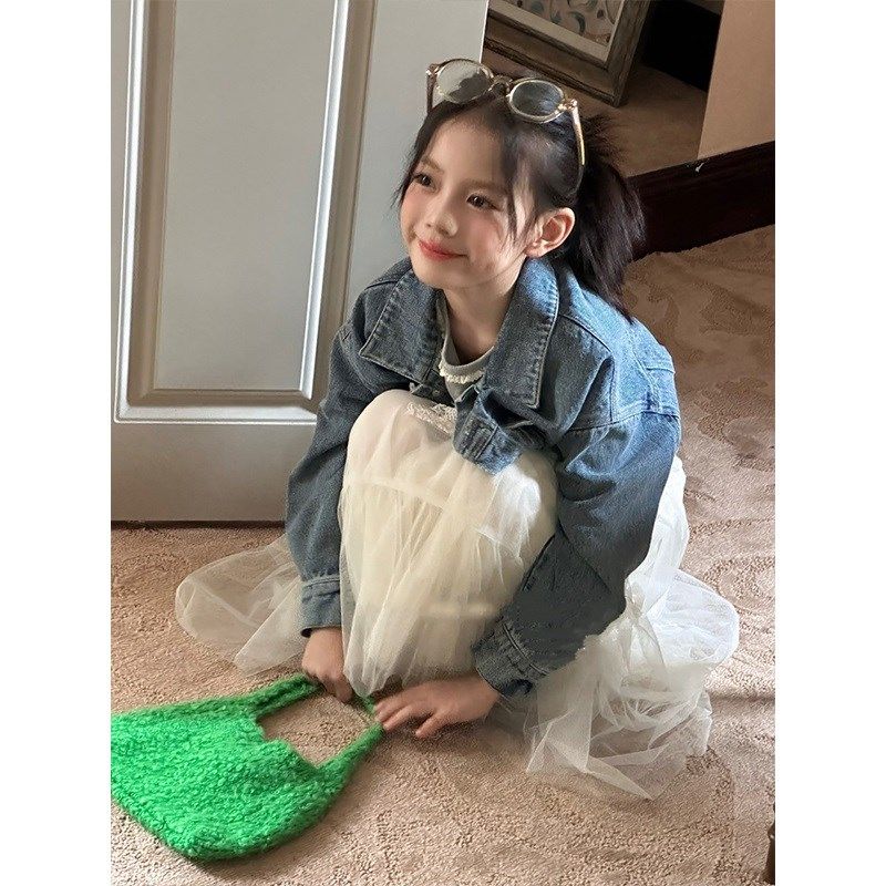 韩国童装女童短款牛仔外套25春秋儿童夹克外套蕾丝花边学生小个子,淘宝优惠券,粉丝福利购,淘宝优惠卷