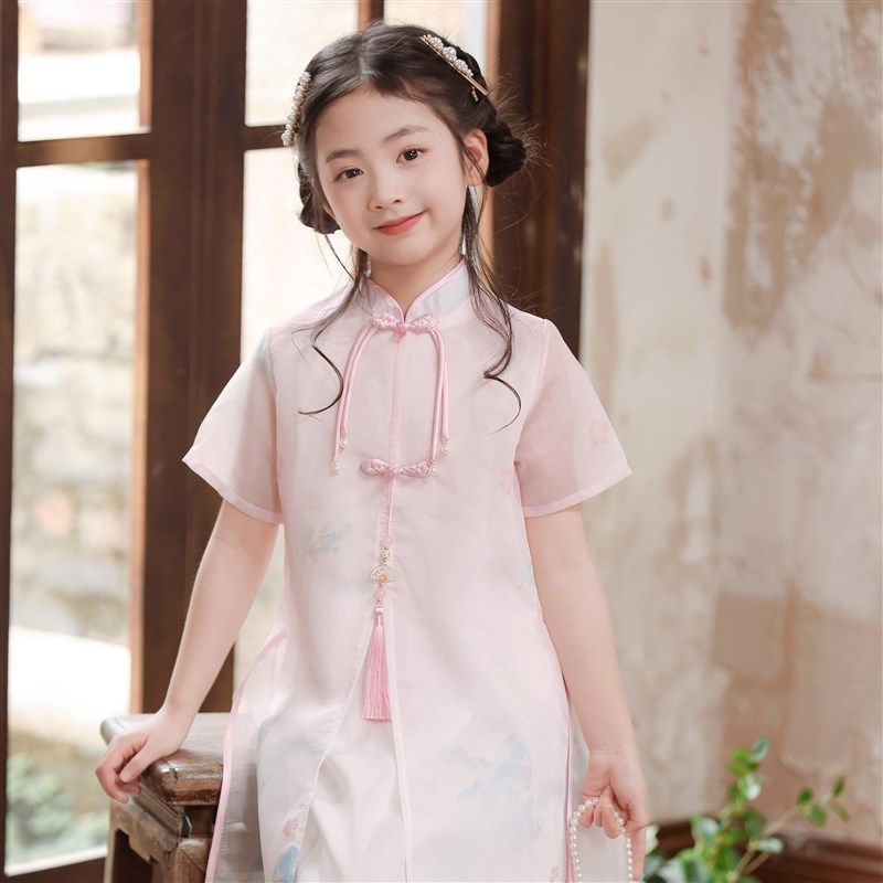 女童夏装旗袍连衣裙2025新款儿童汉服高端雪纺裙子女孩夏季公主裙,淘宝优惠券,粉丝福利购,淘宝优惠卷