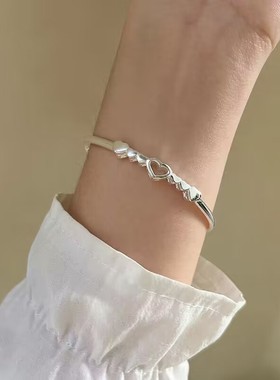 心心相印手镯女日韩镂空小众设计甜美少女爱心款时尚百搭闺蜜