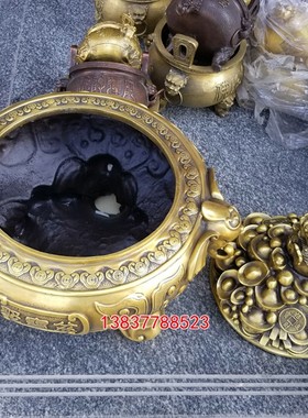纯铜聚宝盆龙纹鼎元宝貔貅香炉招财聚财家居办公工艺礼品摆件