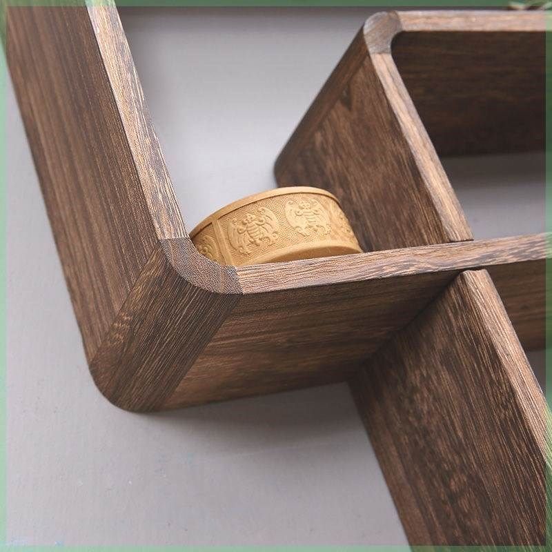 博古架多宝阁实木中式现代简约挂墙茶F架壁挂式置物架百宝阁展示,淘宝优惠券,粉丝福利购,淘宝优惠卷