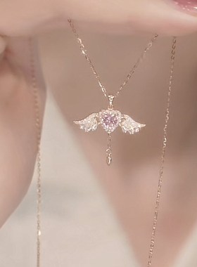 2025年新款纯银项链女小翅膀之心吊坠时尚情人节送女友生日礼物