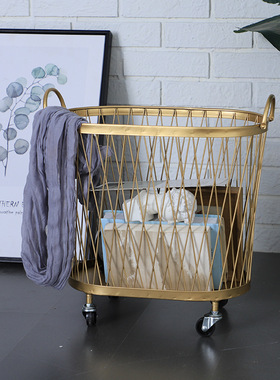 北欧脏衣篮洗衣篓篮子简约家用衣物玩具收纳筐浴室铁艺无盖脏衣桶