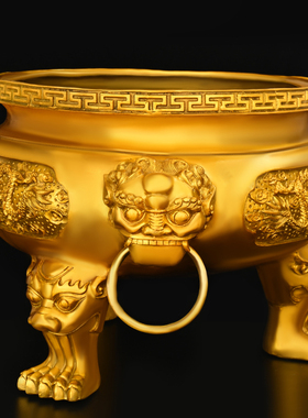 铜双龙香b炉三足香炉鼎家用龙戏珠超大特大号寺院供奉香炉大尺寸