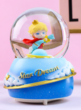 新款星球小宇宙梦幻水晶球音乐盒飘雪桌面摆件送闺蜜儿童发光飘雪