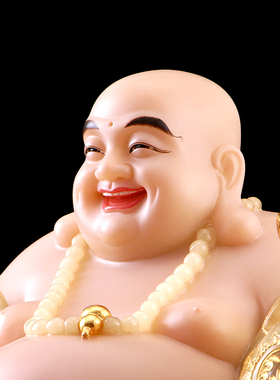 秦歌汉白玉大肚弥勒佛佛像办公室客厅招财笑佛弥勒佛摆件开业礼品