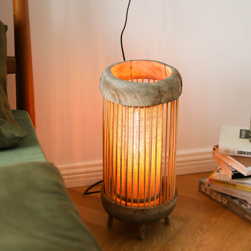 手作原木三脚落地灯客厅沙发旁摆件氛围灯复古侘寂风民宿卧室摆设,淘宝优惠券,粉丝福利购,淘宝优惠卷