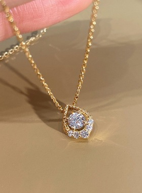 星泪925纯银镀18k金锆石项链水滴型镶钻吊坠锁骨链轻奢小众设计