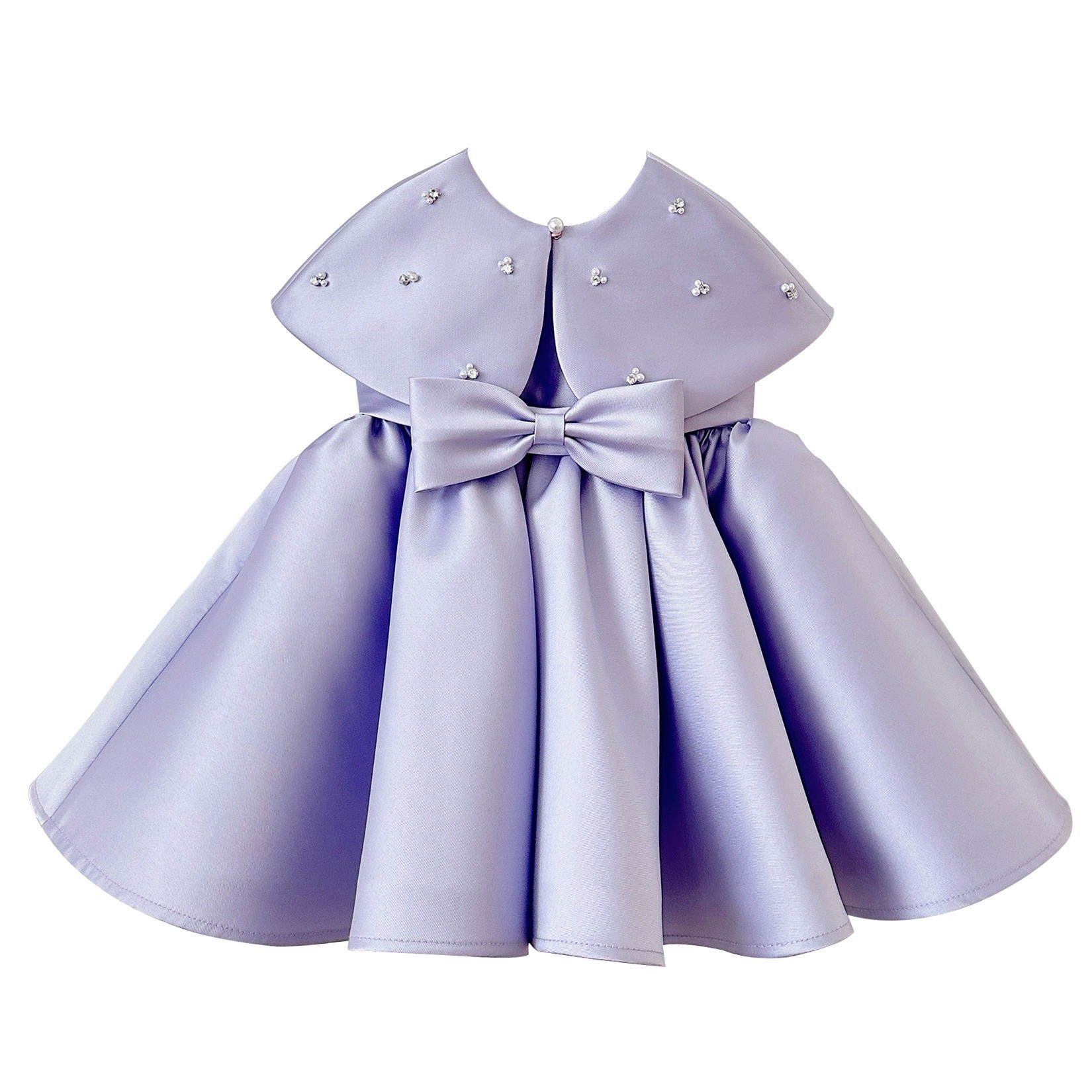 儿童礼服高级感缎面紫色周岁女童公主裙女孩生日连衣裙演出服夏季 - 图3