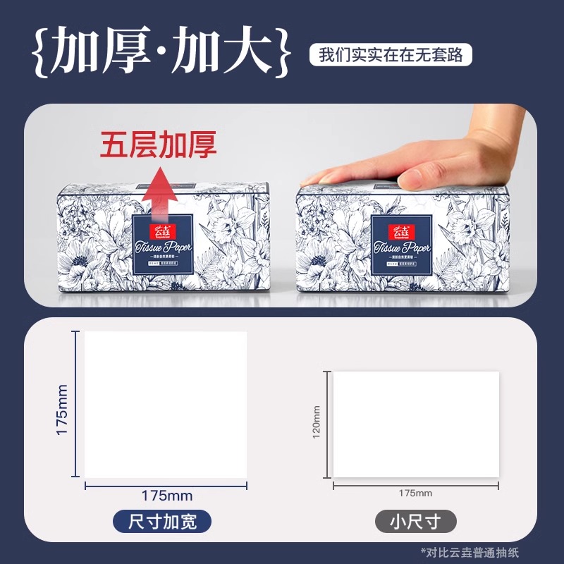 家用抽纸原生木浆餐巾纸卫生纸面巾纸24大包实惠擦手纸加厚厕所纸 - 图0