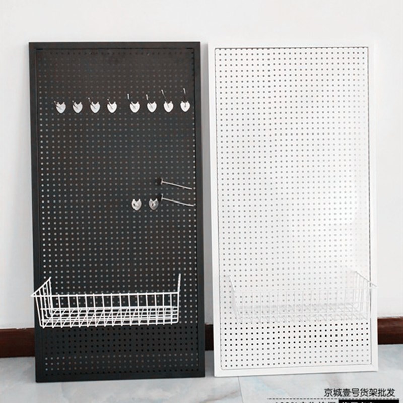 Customized round hole hole plate shelves mobile phone accessories display rack hardware tools accessories rack kitchen storage on wall