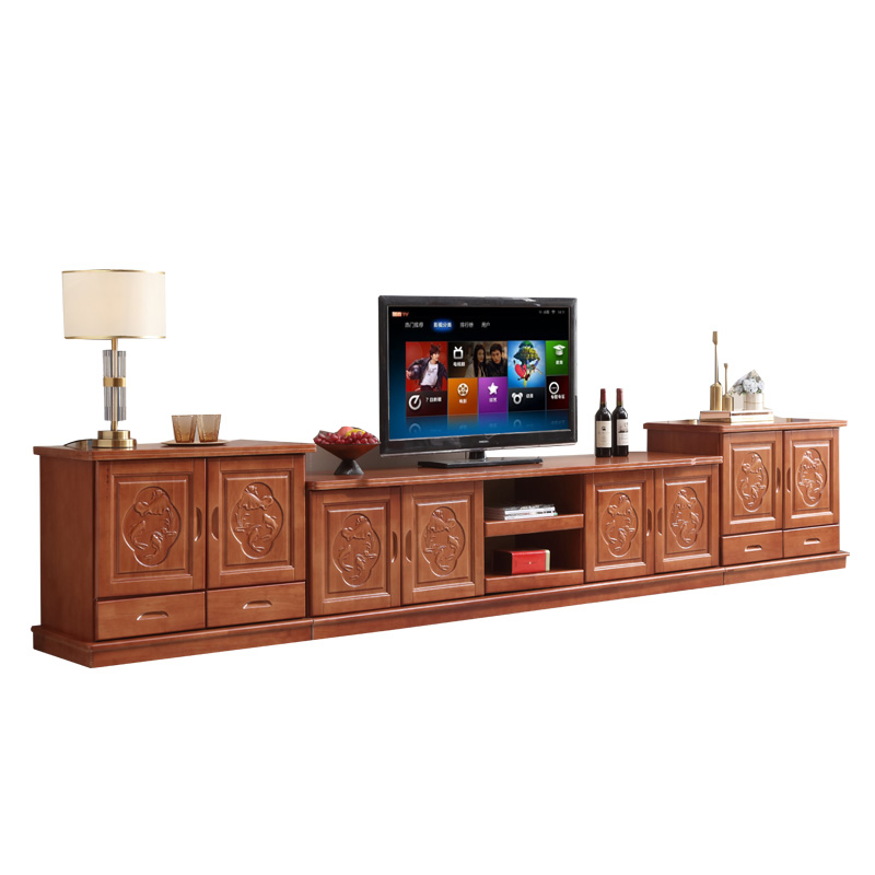 实木电视柜3米2.8米4米3.8米大户型背景墙影视柜客厅储物加高加长 - 图3