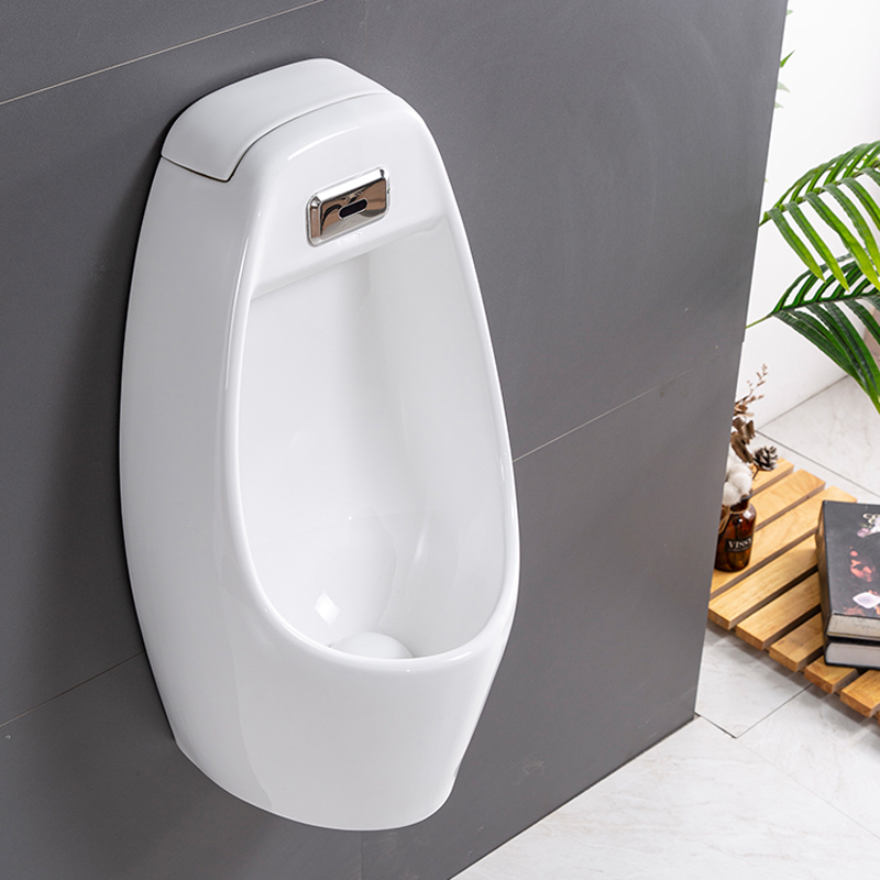 感应小便器一体小便斗男士站便器挂墙式儿童手按冲水尿兜落地尿池 - 图0
