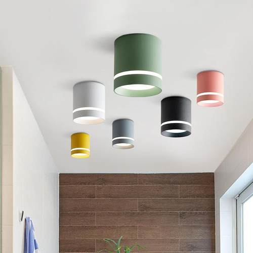 马卡龙筒灯明装免开孔5w7WLED客厅背景墙卧室玄关过道天花灯 - 图2