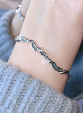 「游龙清影」新中式不规则蓝色海浪手镯轻奢小众精致高级感手环女