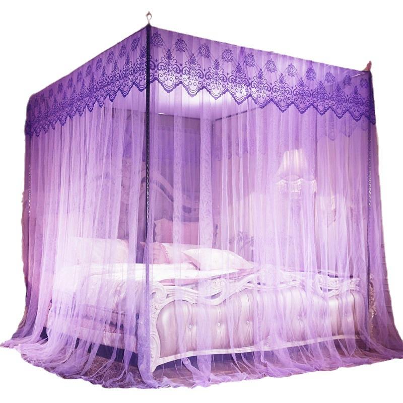 加厚加密蚊帐夏季宫廷式家用防尘加厚不锈钢支架落地蚊帐 - 图3