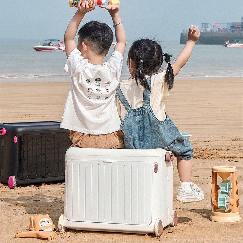 手拉户外折叠收纳箱带滑轮露营拉杆整理箱儿童旅游箱子野餐储物箱,淘宝优惠券,粉丝福利购,淘宝优惠卷