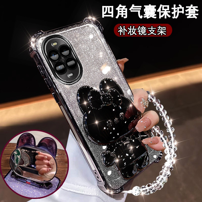 华为Nova13pro手机壳网红高颜值nova13补妆镜支架BLK-AL80超薄防摔MIS-AL00闪粉软壳novo13por全包镜头n0va13 - 图1