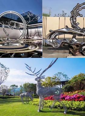 源厂制作不锈钢圆环雕塑园林景观金属雕塑广场楼盘售楼处水景软装