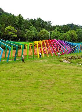 不锈钢廊架雕塑不锈钢廊架漆面无缝焊接公园改造设计施工一体