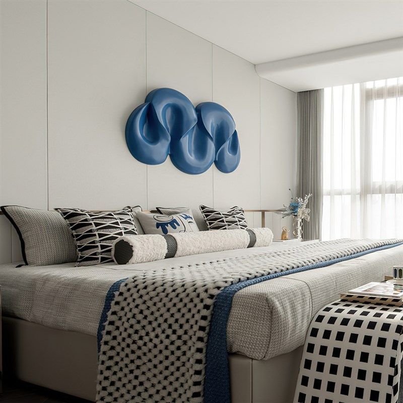 尚塞布艺蓝e色系圆柱枕床品套件样板房新房儿童房家居酒店展厅10,淘宝优惠券,粉丝福利购,淘宝优惠卷