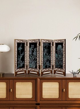 新中式桌面屏风摆件斗柜餐边柜电视柜国H风摆台装饰画可折叠小摆