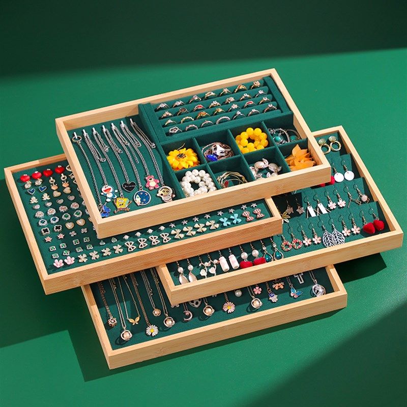 高级竹木首饰托盘手镯手串戒指收纳盘项链耳钉耳环珠宝饰品盘摆摊,淘宝优惠券,粉丝福利购,淘宝优惠卷