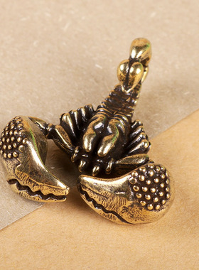 黄铜纯铜家居桌面办公室小摆件蝎子手把件茶宠文玩实心小把件男士