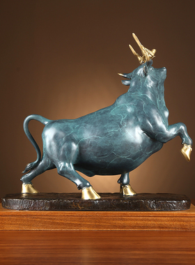 铜欣祥彩铜《报喜牛》牛摆件牛年家居装饰品客厅办公室开业摆件