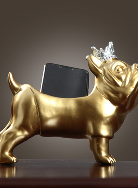 创意家居客厅玄关旺财狗斗牛犬软装饰品摆件茶几钥匙收纳盒美式