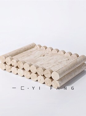 一匚样板间轻奢大理石托盘摆件简约样品屋展示中心客厅洞石收纳软