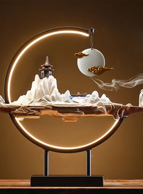 倒流香炉高档禅意摆件个性玄关电视柜客厅摆件高档陶瓷送礼礼品