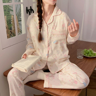 秋冬带胸垫睡衣女2025新款云朵棉家居服套装