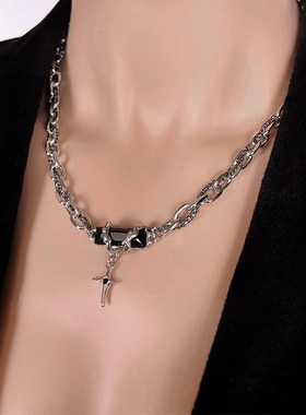 项链男款小众设计高级感链子男士潮牌百搭情侣锁骨链Y女毛衣链吊