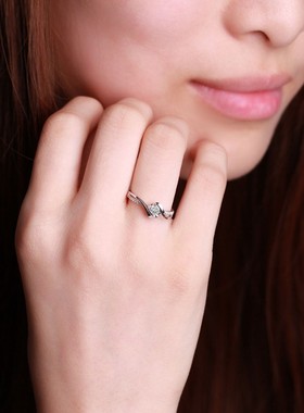 邂逅正品pt950铂金戒指女 30分莫桑石钻戒情侣戒指 婚戒求婚礼物