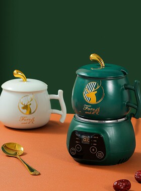 多功能智能电热杯迷你加热v电炖电烧茶杯家用办公室宿舍陶瓷养生