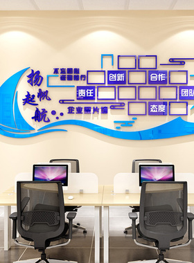 企业团队激励文化墙员工风采展示照片墙办公室励志标语墙贴背景墙