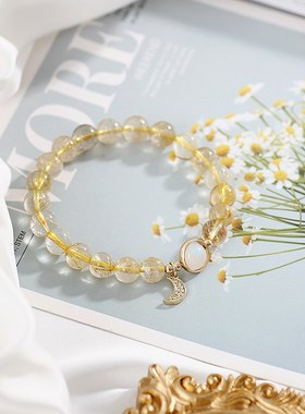 天然金发晶招财手链女小众设计感冷淡风旺事业手串简约