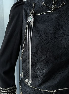 2023新款镀银长款流苏胸挂压襟蒙古袍配饰婚礼演出服礼物女镀银