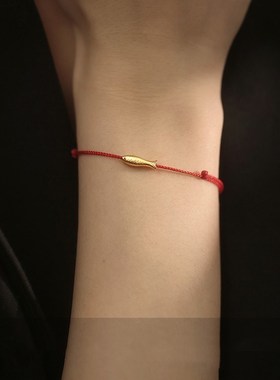 小鱼红绳手链女生2024年新款轻奢小众精致红色手绳高级感编织手饰