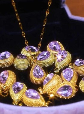 气质超闪紫色水晶榴莲吊坠锁骨链日韩轻奢小众独特设计感项链配饰