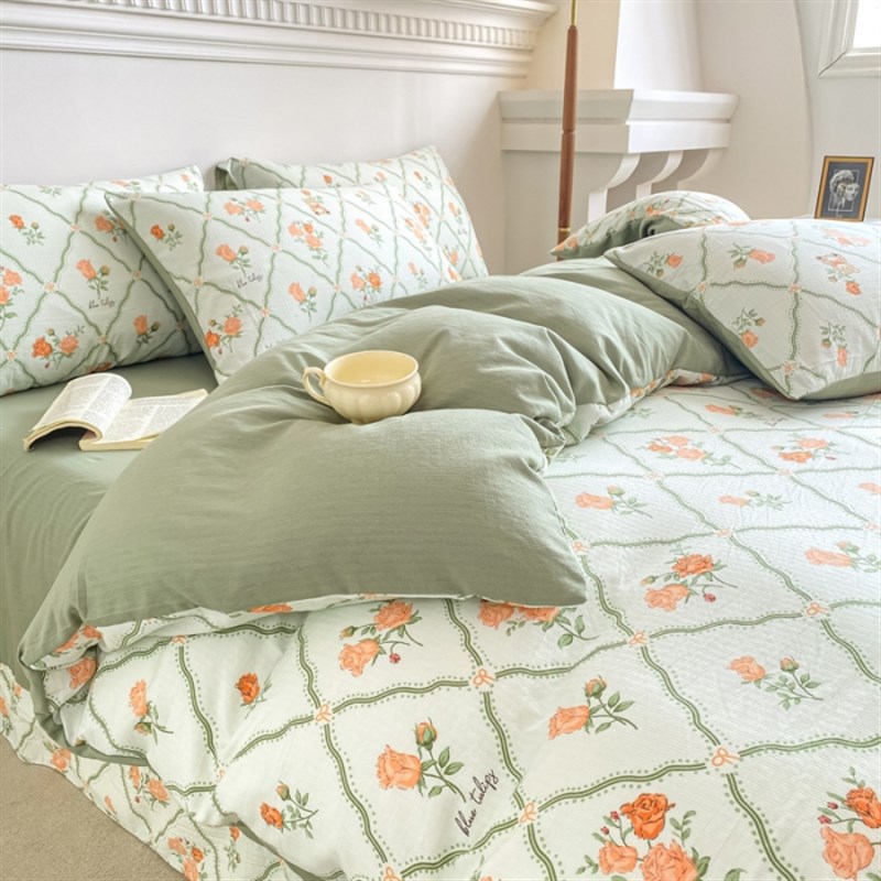 小竹棉床盖四件套提花小竺棉学生四件套a类母婴级套件被套三件套4 - 图2