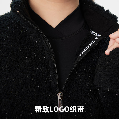 L家花样滑冰服女夹克保暖弹力儿童成人双面绒秋冬毛绒外套训练服 - 图3