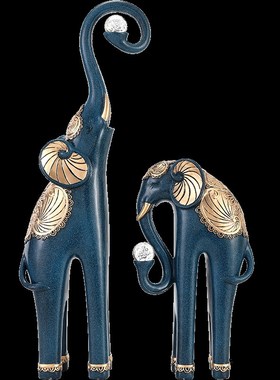 入户玄关大象摆件一对大号细长竖高客厅电视柜屏风装饰品招财家居