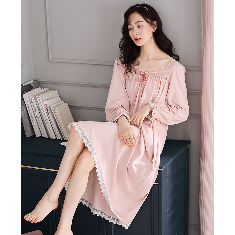 睡裙女春秋款纯棉长袖睡衣裙秋季薄款大码女款夏季孕妇宽松连衣裙,淘宝优惠券,粉丝福利购,淘宝优惠卷