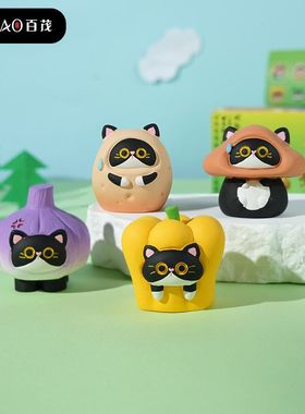 精致盒装树脂猫公仔桌面百茂摆件