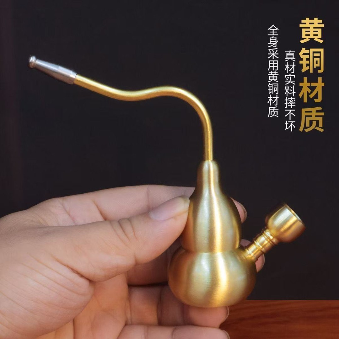 新款黄铜葫芦型四合一两用型实用创意手把件简约复古工艺品摆件 - 图0