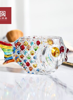 创意小号鱼形器皿桌面摆件客厅彩绘纯手工