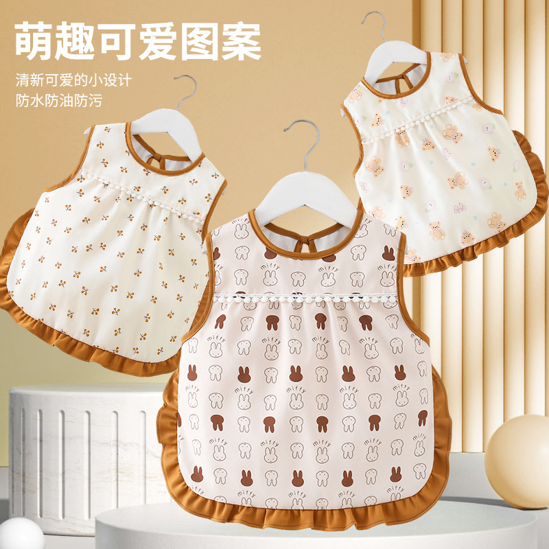 Children's eating bibs are waterproof and anti-dirty, sleeveless feeding pockets, autumn and winter thin children's babies, male and female babies
