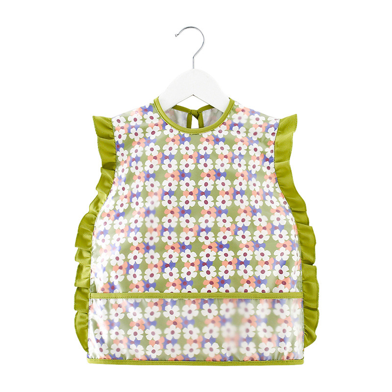 Baby bibs for baby girls in winter, children's smocks, food supplements, rice pockets for eating, outer layer is waterproof, anti-dirty and anti-wearing